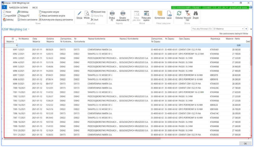 Weights data import